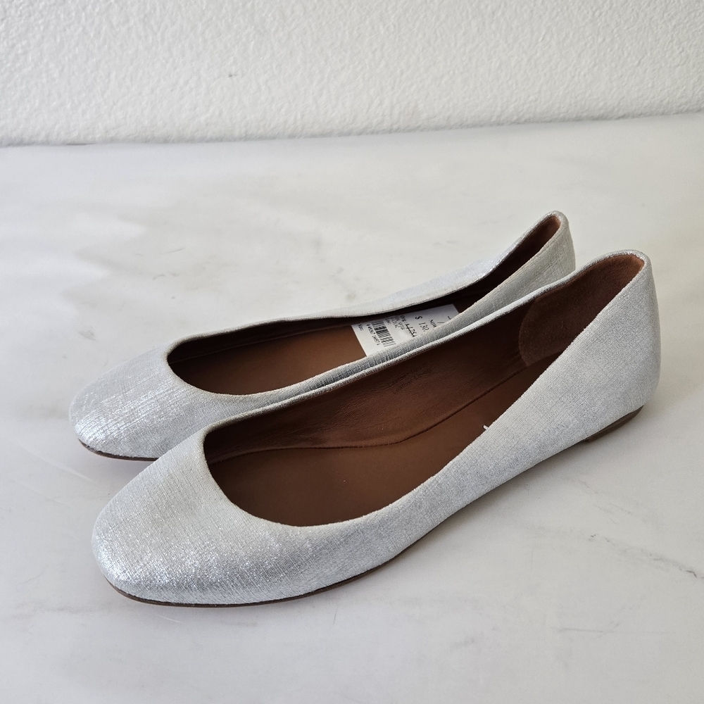 Via Spiga Lilac Sulver Ballet Flats Linen Leather Round Toe Classic size 7.5 - Picture 7 of 13
